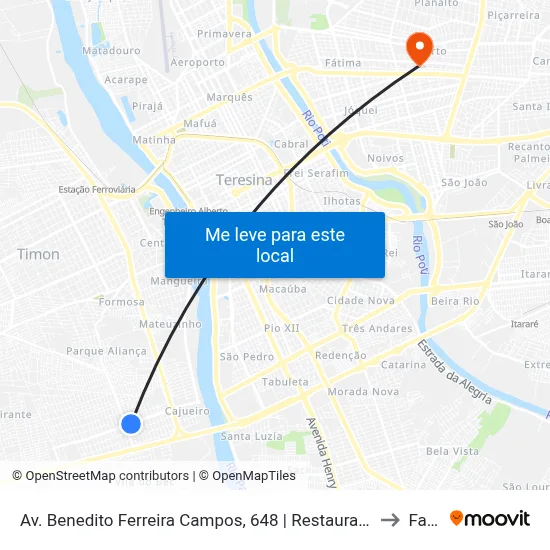 Av. Benedito Ferreira Campos, 648 | Restaurante Da Nega to Facid map