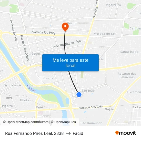 Rua Fernando Píres Leal, 2338 to Facid map