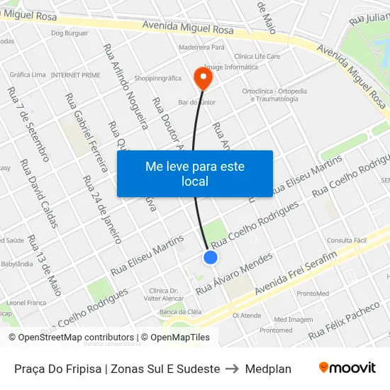 Praça Do Fripisa | Zonas Sul E Sudeste to Medplan map