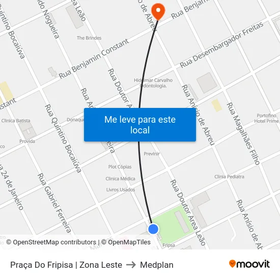 Praça Do Fripisa | Zona Leste to Medplan map