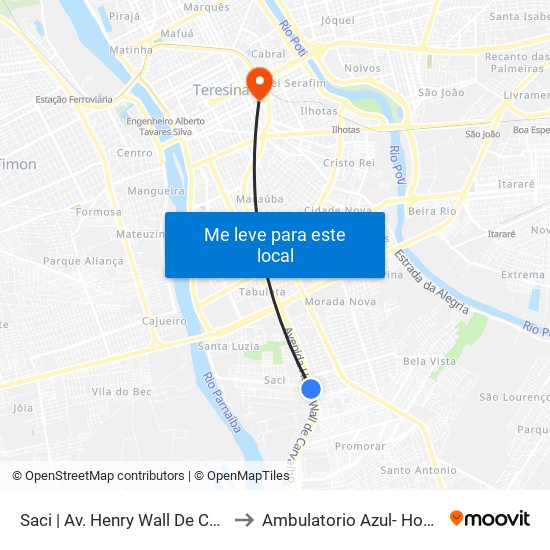 Saci | Av. Henry Wall De Carvalho - Sentido Bairro to Ambulatorio Azul- Hospital Getúlio Vargas map