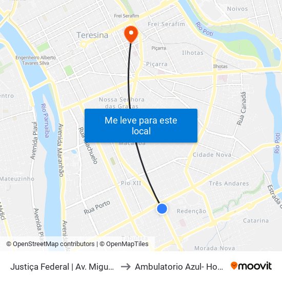 Justiça Federal | Av. Miguel Rosa - Sentido Centro to Ambulatorio Azul- Hospital Getúlio Vargas map