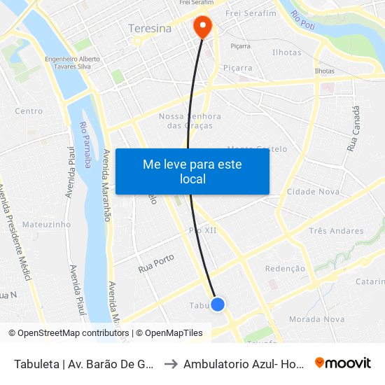 Tabuleta | Av. Barão De Gurguéia - Sentido Bairro to Ambulatorio Azul- Hospital Getúlio Vargas map
