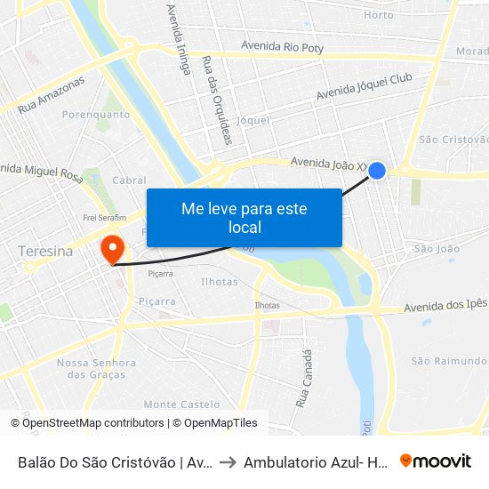 Balão Do São Cristóvão | Av. João XXIII - Sentido Bairro to Ambulatorio Azul- Hospital Getúlio Vargas map