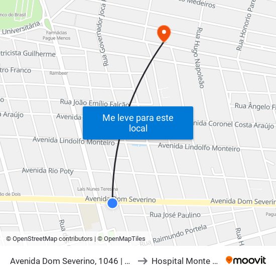 Avenida Dom Severino, 1046 | Mcdonald's to Hospital Monte Castelo map