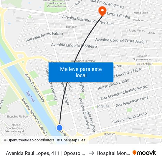 Avenida Raul Lopes, 411 | Oposto Ao Riverside Shopping to Hospital Monte Castelo map