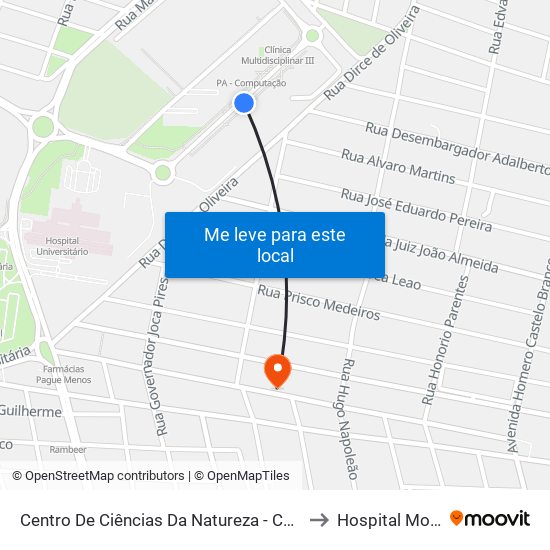 Centro De Ciências Da Natureza - Ccn 03 | Bloco De Matemática to Hospital Monte Castelo map