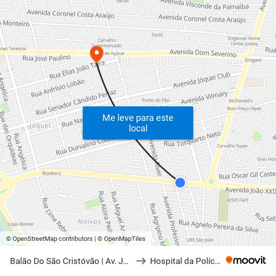 Balão Do São Cristóvão | Av. João XXIII - Sentido Bairro to Hospital da Polícia Militar - HPM map