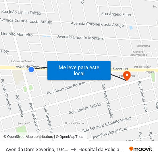 Avenida Dom Severino, 1046 | Mcdonald's to Hospital da Polícia Militar - HPM map