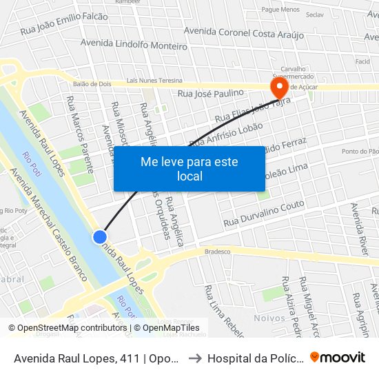 Avenida Raul Lopes, 411 | Oposto Ao Riverside Shopping to Hospital da Polícia Militar - HPM map