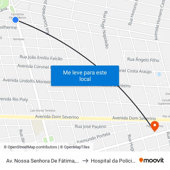 Av. Nossa Senhora De Fátima, 1995 | Drogaria Globo to Hospital da Polícia Militar - HPM map