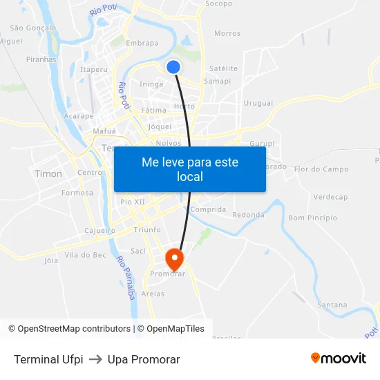 Terminal Ufpi to Upa Promorar map