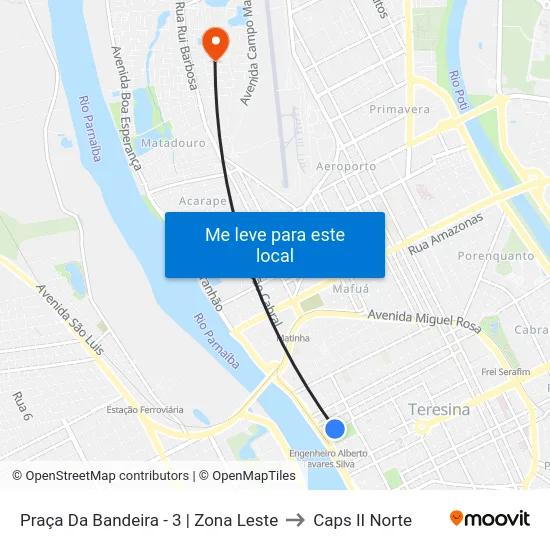 Praça Da Bandeira - 3 | Zona Leste to Caps II Norte map