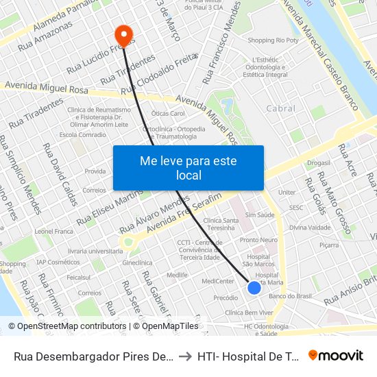 Rua Desembargador Pires De Castro, 725 | Semduh to HTI- Hospital De Terapia Intensiva map