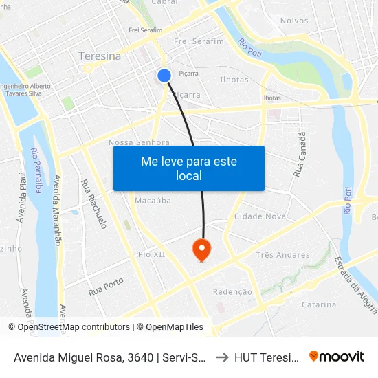 Avenida Miguel Rosa, 3640 | Servi-San to HUT Teresina map