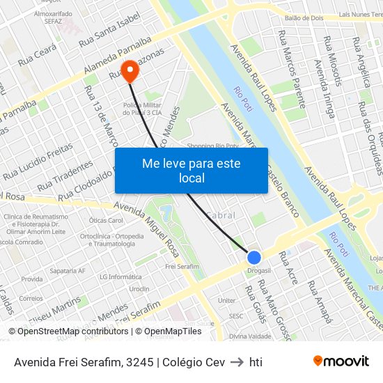 Avenida Frei Serafim, 3245 | Colégio Cev to hti map