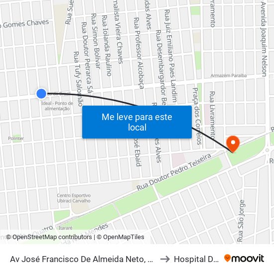 Av José Francisco De Almeida Neto, 2269 | Igreja Cristã Do Brasil to Hospital Do Dirceu 2 map