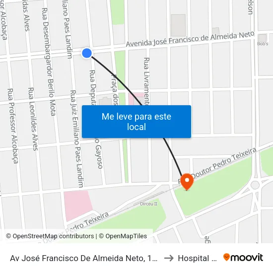 Av José Francisco De Almeida Neto, 1270| Galeria Center / Drogaria Globo to Hospital Do Dirceu 2 map