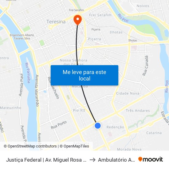 Justiça Federal | Av. Miguel Rosa - Sentido Centro to Ambulatório Azul- HGV map
