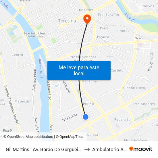 Gil Martins | Av. Barão De Gurguéia - Sentido Bairro to Ambulatório Azul- HGV map