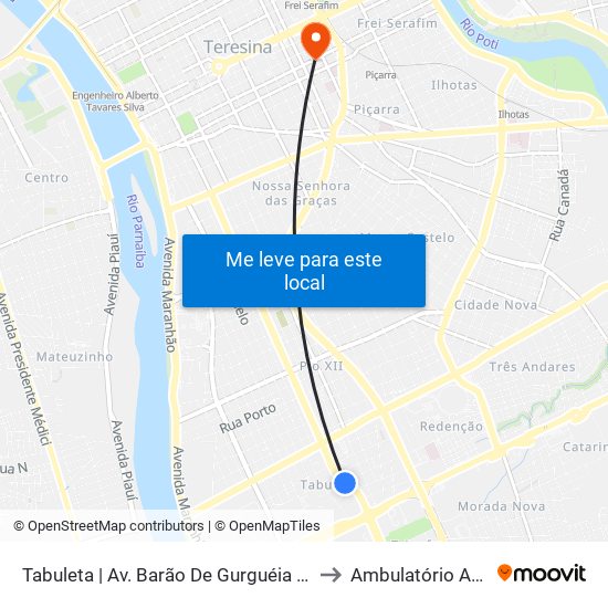 Tabuleta | Av. Barão De Gurguéia - Sentido Bairro to Ambulatório Azul- HGV map