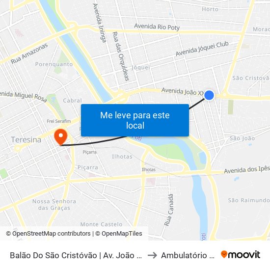 Balão Do São Cristóvão | Av. João XXIII - Sentido Bairro to Ambulatório Azul- HGV map