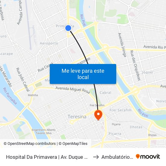 Hospital Da Primavera | Av. Duque De Caxias - Sentido Centro to Ambulatório Azul- HGV map