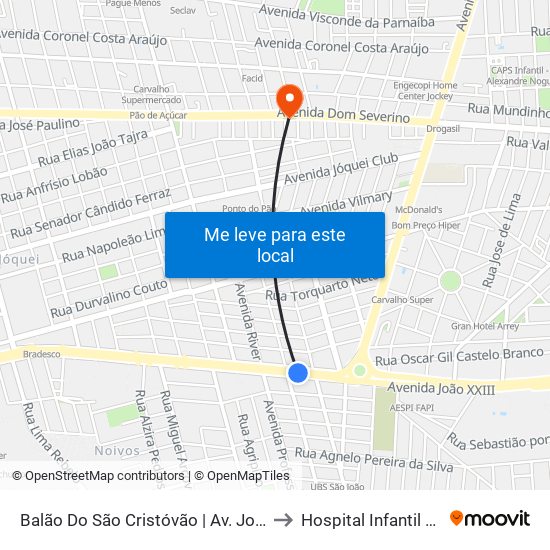 Balão Do São Cristóvão | Av. João XXIII - Sentido Bairro to Hospital Infantil Lucidio Portela map