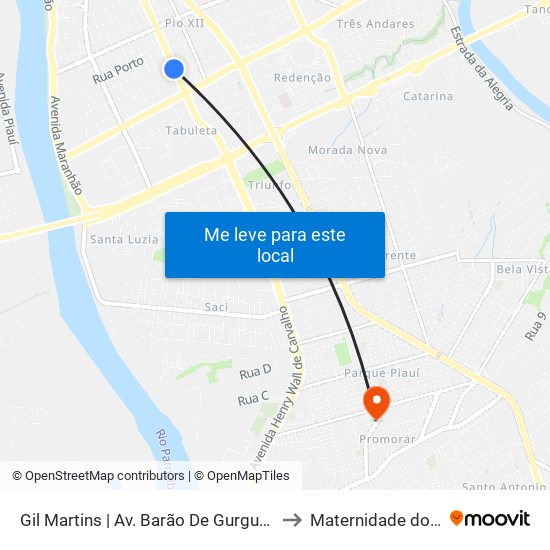 Gil Martins | Av. Barão De Gurguéia - Sentido Bairro to Maternidade do Promorar map