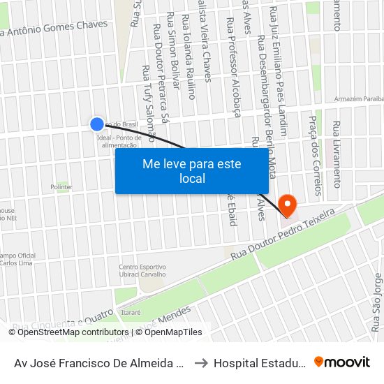 Av José Francisco De Almeida Neto, 2269 | Igreja Cristã Do Brasil to Hospital Estadual Dirceu Arcoverde map