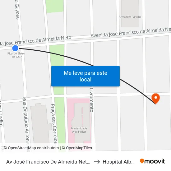 Av José Francisco De Almeida Neto, 1270| Galeria Center / Drogaria Globo to Hospital Alberto Neto Dirceu ll map