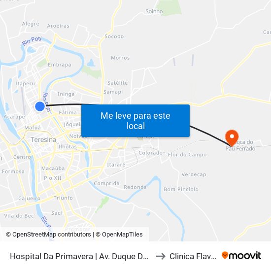 Hospital Da Primavera | Av. Duque De Caxias - Sentido Centro to Clinica Flavio Santos map