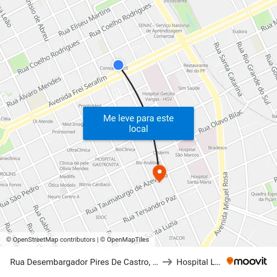Rua Desembargador Pires De Castro, 40 | Banco Itaú to Hospital Lucano map