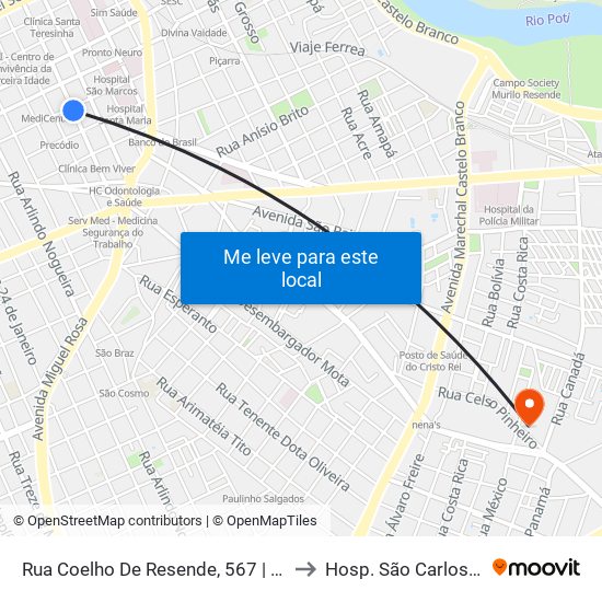 Rua Coelho De Resende, 567 | Modelo Lanches to Hosp. São Carlos Barromeu map