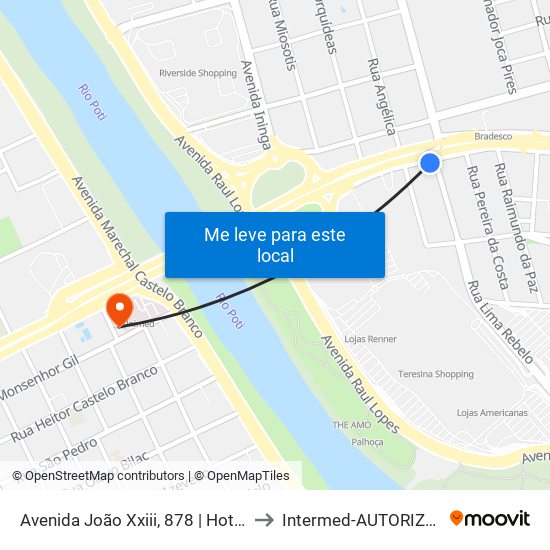 Avenida João Xxiii, 878 | Hotel Poty to Intermed-AUTORIZAÇAO map