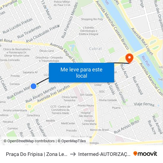 Praça Do Fripisa | Zona Leste to Intermed-AUTORIZAÇAO map