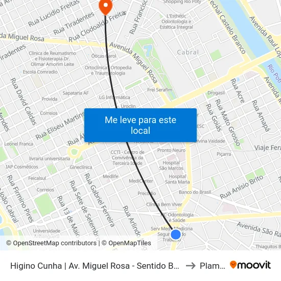 Higino Cunha | Av. Miguel Rosa - Sentido Bairro to Plamta map
