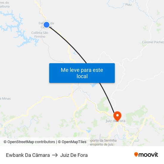 Ewbank Da Câmara to Juiz De Fora map