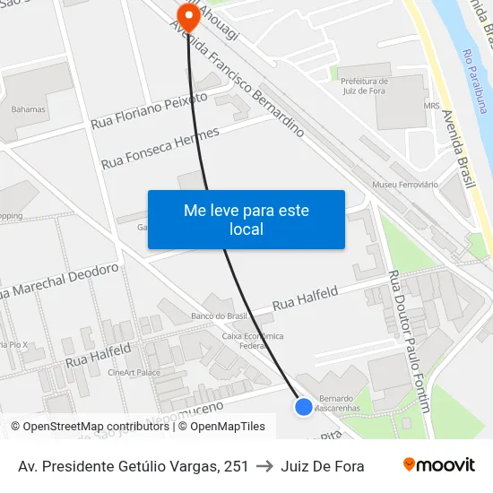 Av. Presidente Getúlio Vargas, 251 to Juiz De Fora map