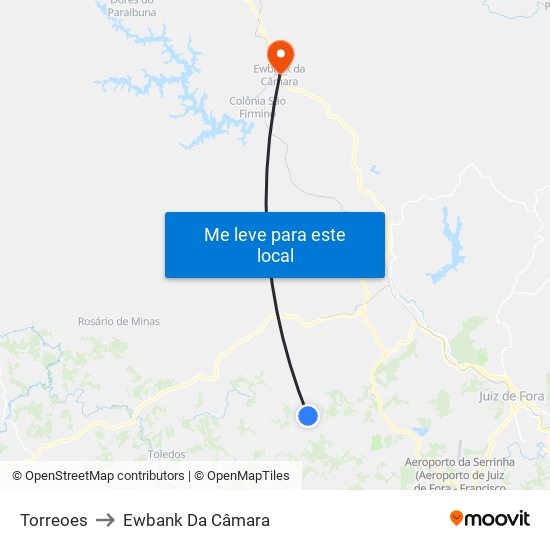 Torreoes to Ewbank Da Câmara map