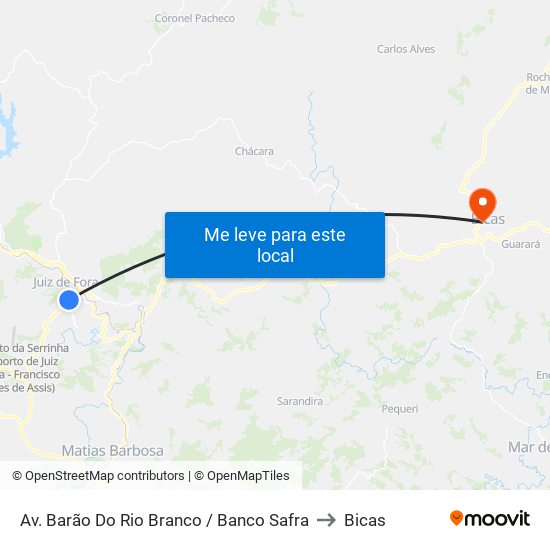Av. Barão Do Rio Branco / Banco Safra to Bicas map