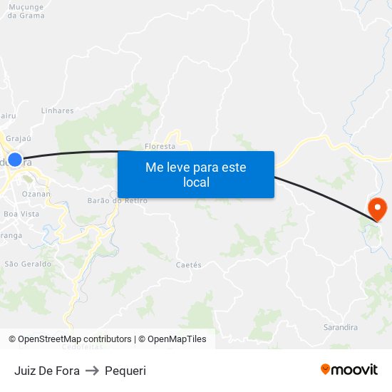 Juiz De Fora to Pequeri map