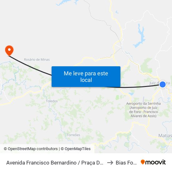 Avenida Francisco Bernardino / Praça Da Estação to Bias Fortes map