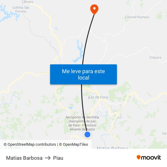 Matias Barbosa to Piau map