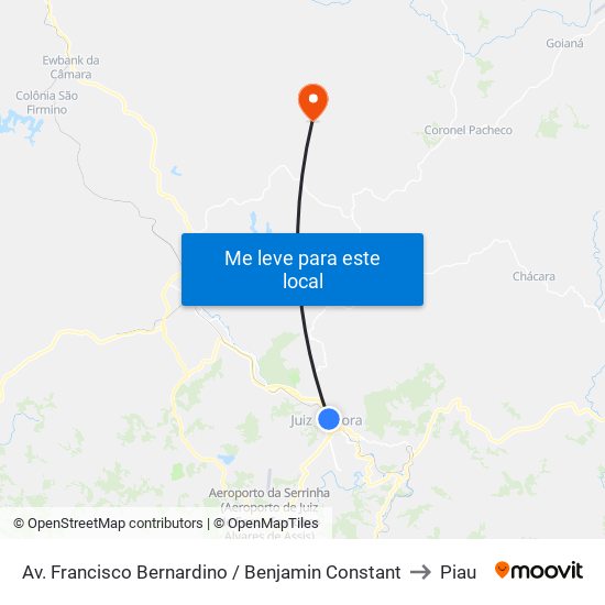 Av. Francisco Bernardino / Benjamin Constant to Piau map