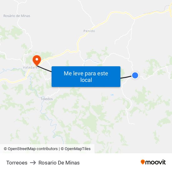 Torreoes to Rosario De Minas map