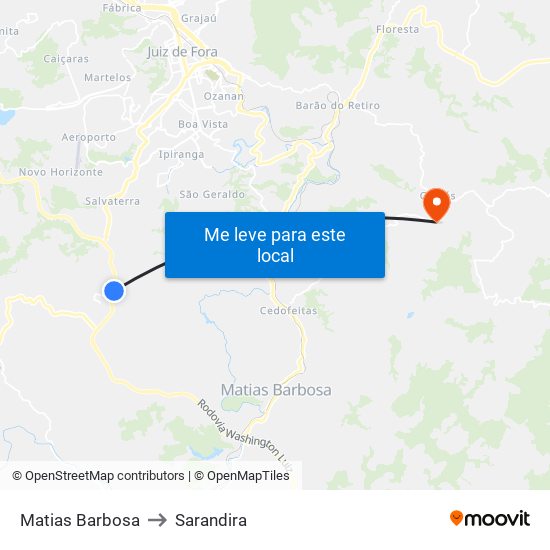 Matias Barbosa to Sarandira map