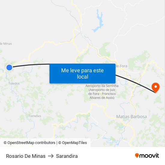 Rosario De Minas to Sarandira map