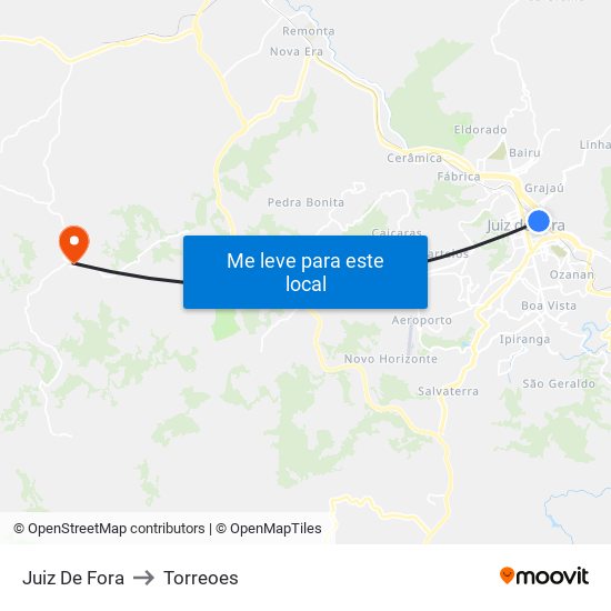 Juiz De Fora to Torreoes map