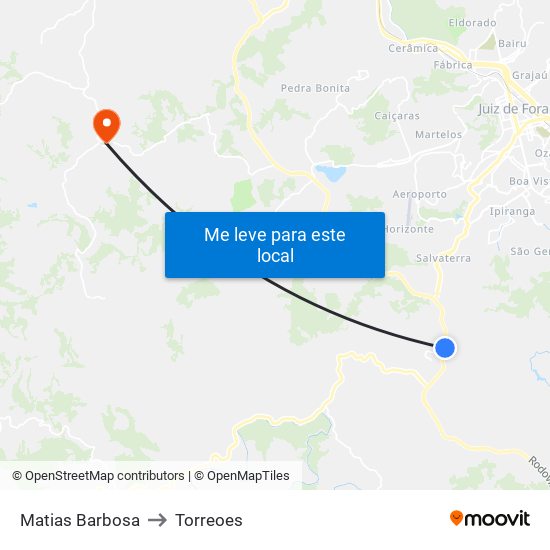 Matias Barbosa to Torreoes map